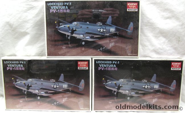 Academy 1/72 Three Lockheed PV-1 Venturas, 1614 plastic model kit